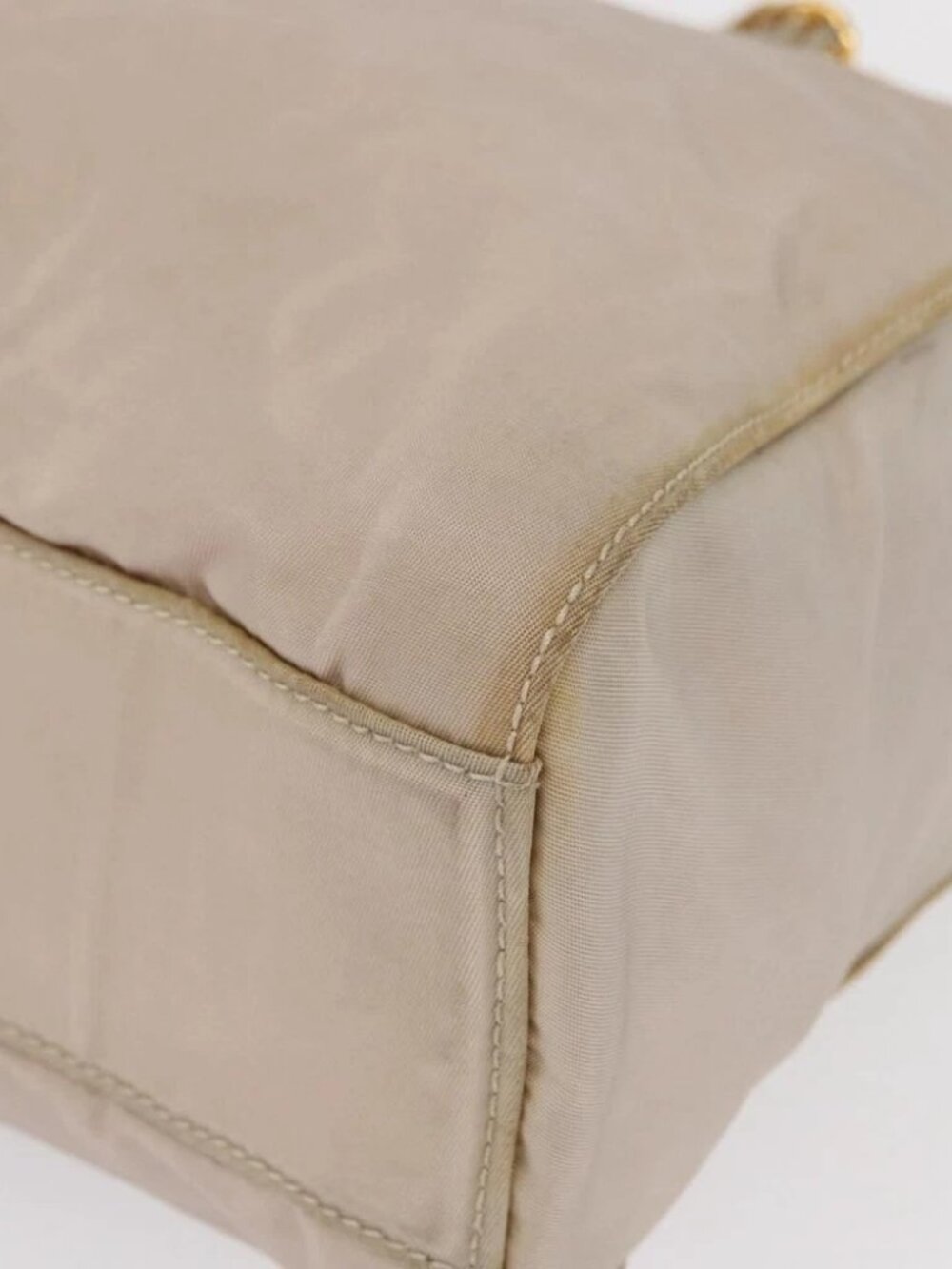 PRADA Chain Shoulder Bag Nylon Beige Gold Auth - Picture 8 of 16